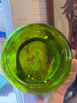 A Boy and His Pipe - Antique Green Bohemian Glass Jewelry Box