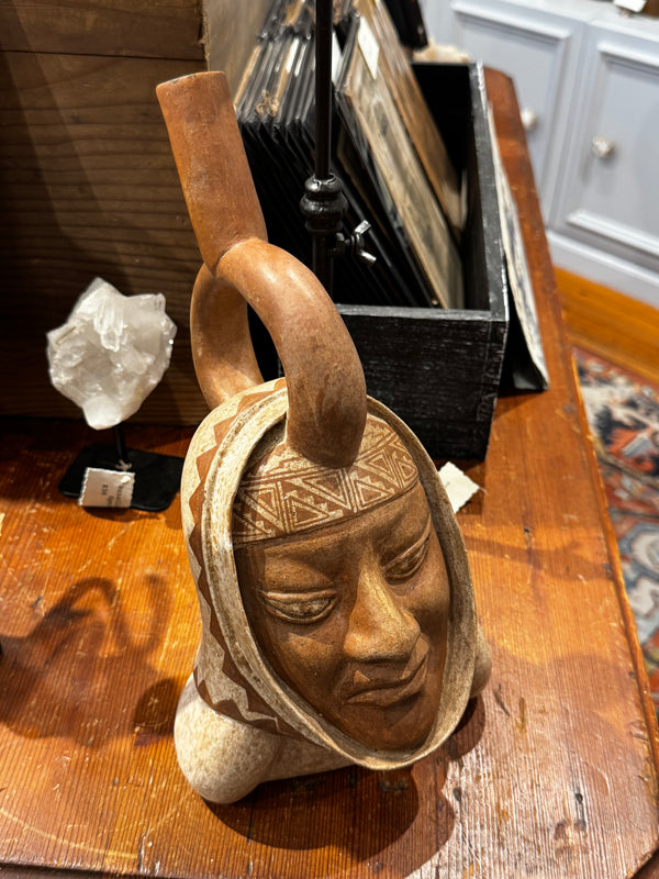 Curious Peruvian Anthropomorphic Stirrup Vessel