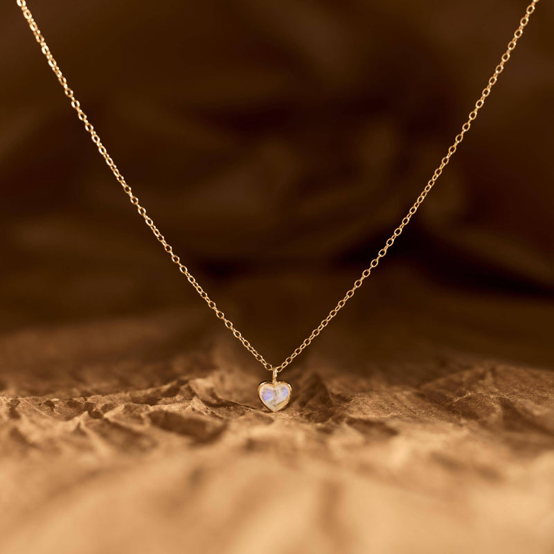Luminous Heart Moonstone Necklace: Silver