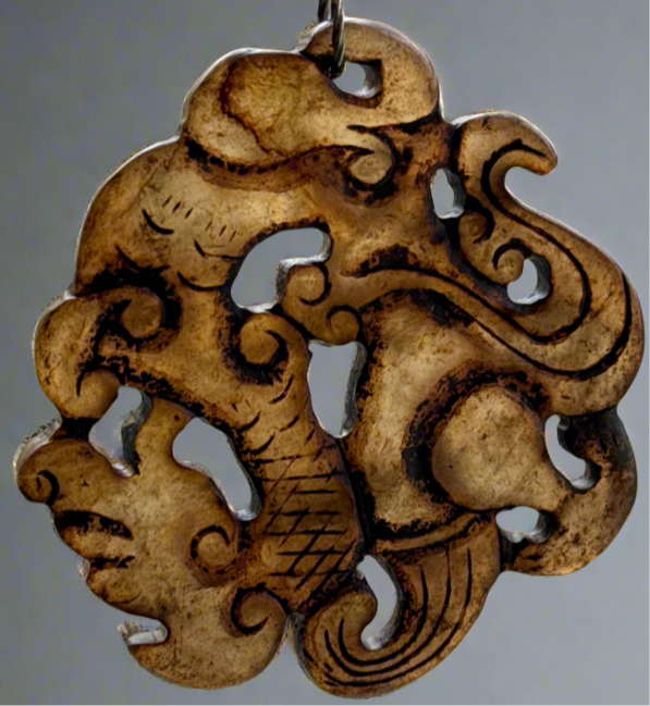 Gray Jade Feng Shui/Dragon Pendant