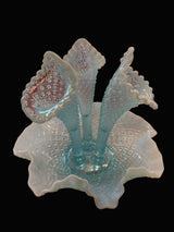 Fenton - Sea Blue Opalescent Diamond Lace Epergne - 1950s