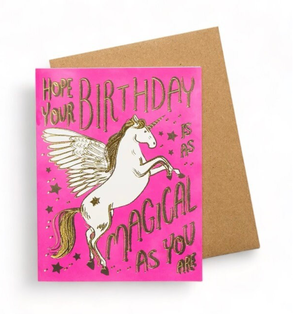 Unicorn Birthday Goldfoil Card