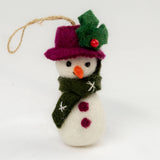 Snowman Nepali Felt Ornament