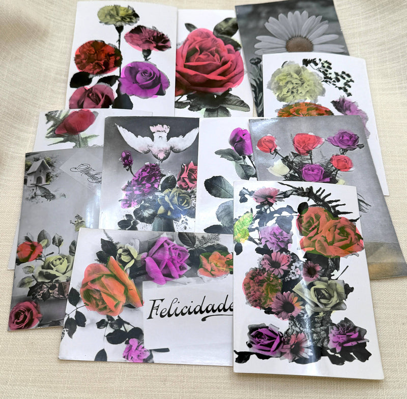 Hand Tinted Vintage Flower Photo Postcards