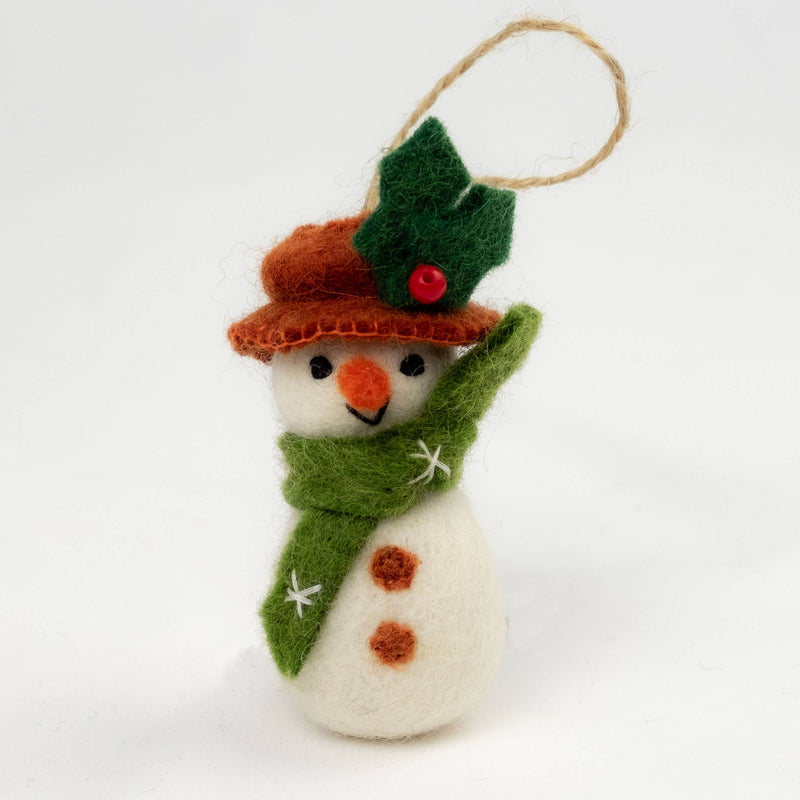 Snowman Nepali Felt Ornament