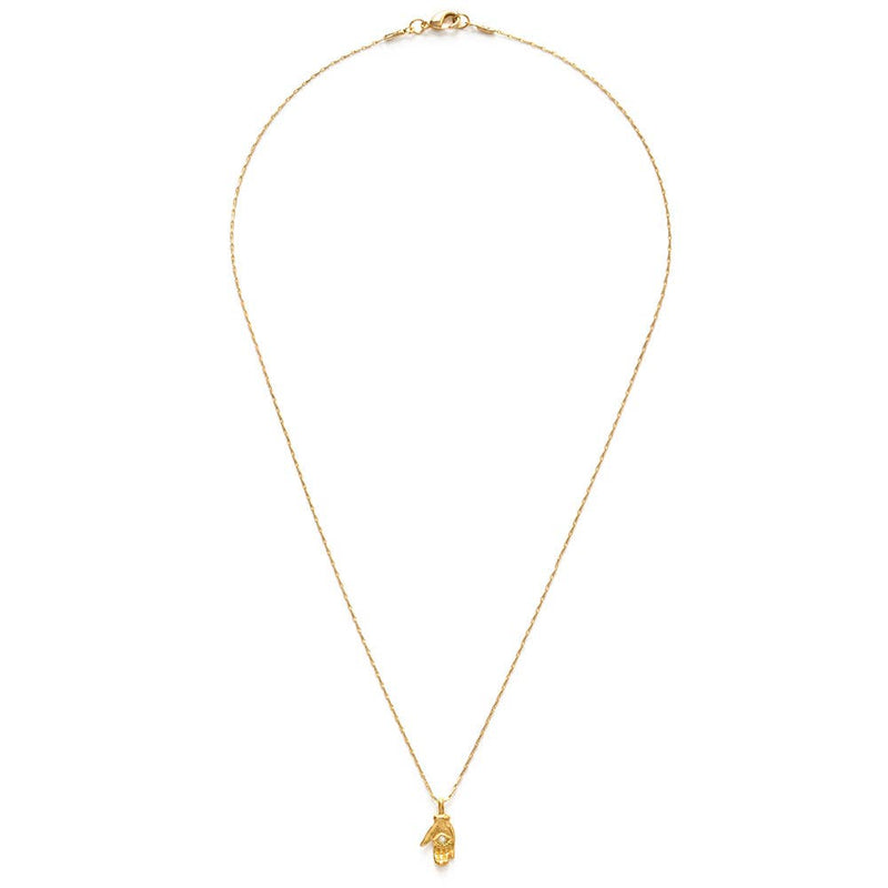 Tiny Mystic Hand Necklace: Gold/Turq