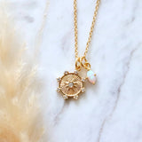 Opal CZ Star Coin Necklace 