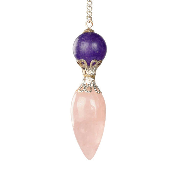Rose Quartz With Amethyst Pendulum