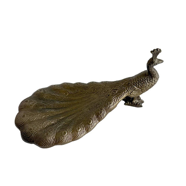 Vintage Style Peacock Ring Dish, Antiqued Brass Finish