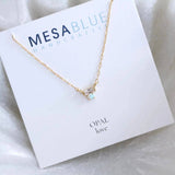 Mini Opal CZ Bar Necklace - Gold Filled: 16 inches