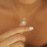 Elegant Oval Blue Topaz Birthstone Necklace