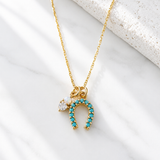 Opal and Turquoise Horseshoe Necklace