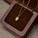 Opal & CZ Hamsa Hand Protection Necklace: 18K GOLD