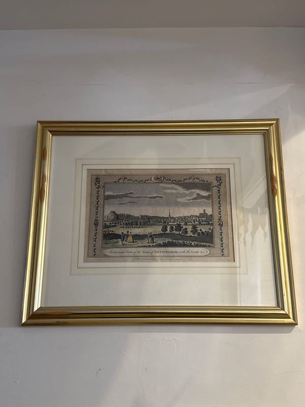 Nottingham - Antique Copperplate Engraving - 1780(s) - Hand Colored Alexander Hogg