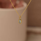 Vintage Oval Topaz Gemstone Pendant Necklace