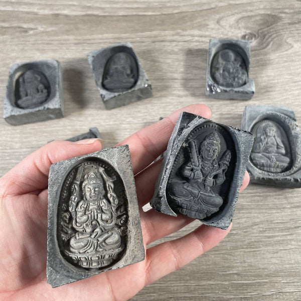 Obsidian Deity Carved Tile