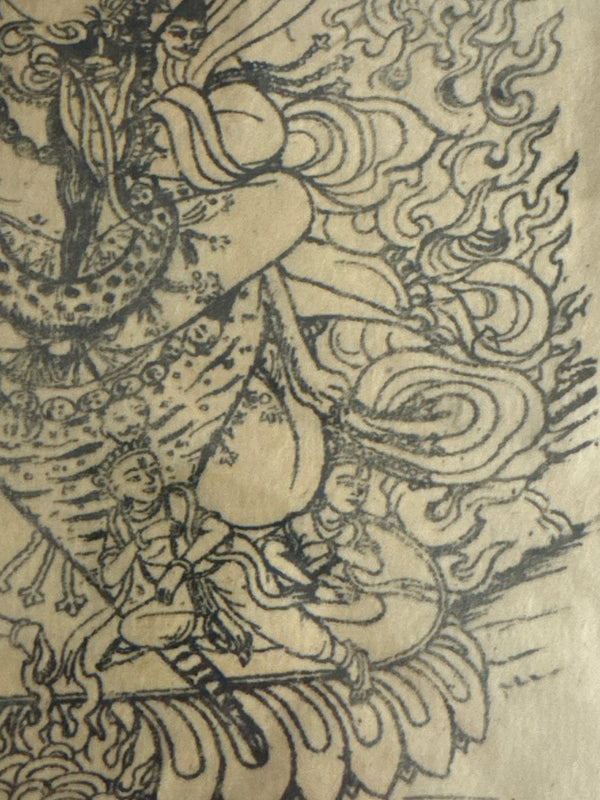 Yamantaka and Vajravetali • Woodblock Print Tibet • 1970