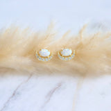 Opal Crescent Stud Earrings - Hypoallergenic