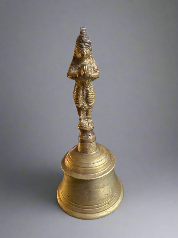 Heavy, Solid, Clear Hanuman Temple Bell with Original Clapper - 6.75"H x 3" Diameter