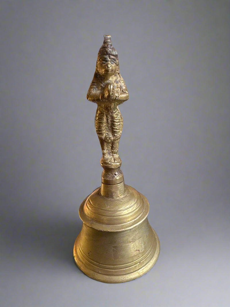 Heavy, Solid, Clear Hanuman Temple Bell with Original Clapper - 6.75"H x 3" Diameter