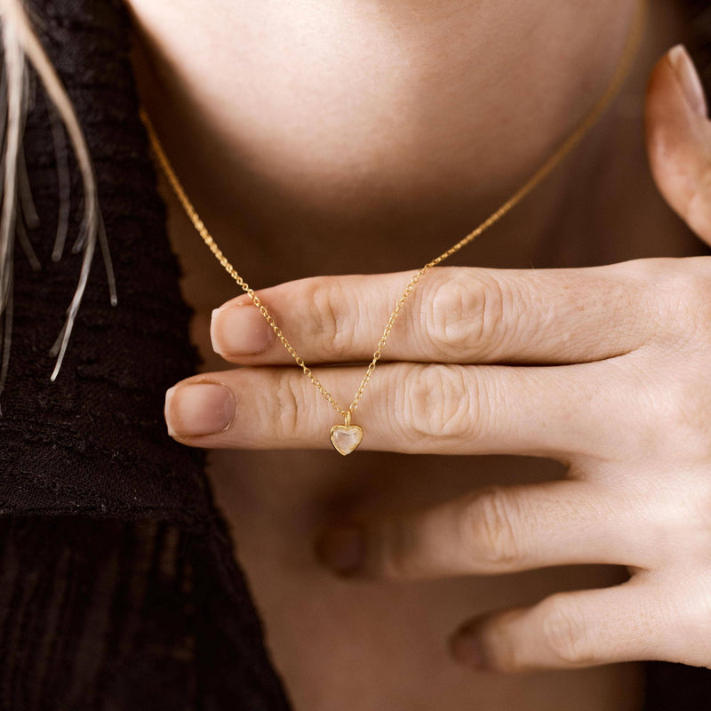 Luminous Heart Moonstone Necklace: Silver
