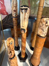 Hand Carved Folk Bone Cane Pommels - c. Late 1800s
