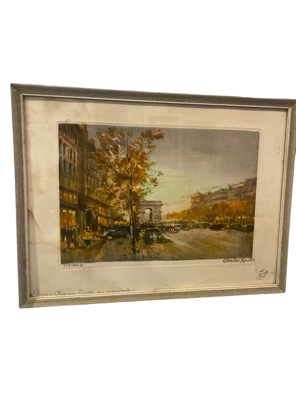 Charles Moudin - Champs-Elysees et Arc de Triomphe - 1940s - Limited Print - Signed