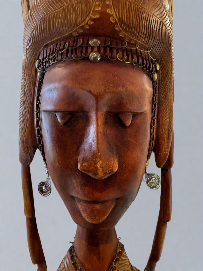 Folk Art Female Feather Headdress Mask - Haiti