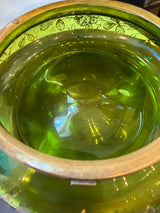 A Boy and His Pipe - Antique Green Bohemian Glass Jewelry Box