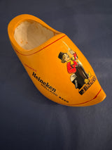 The Smiling e • 1970s Heineken Wooden Promotional Clog