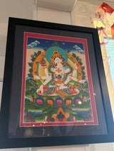 Ushnishavijaya (Namgyalma) - Framed Thangka - Sight 12.5" x 16.75"