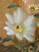 Red Birds on Branch with Flowers