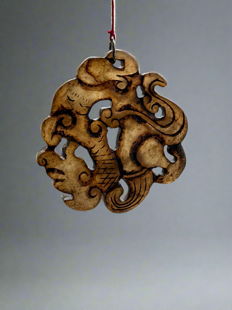 Gray Jade Feng Shui/Dragon Pendant