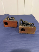 Dark Horses - 1960s Terracotta Bookends
