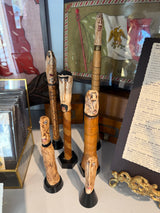 Hand Carved Folk Bone Cane Pommels - c. Late 1800s