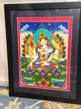 Ushnishavijaya (Namgyalma) - Framed Thangka - Sight 12.5" x 16.75"