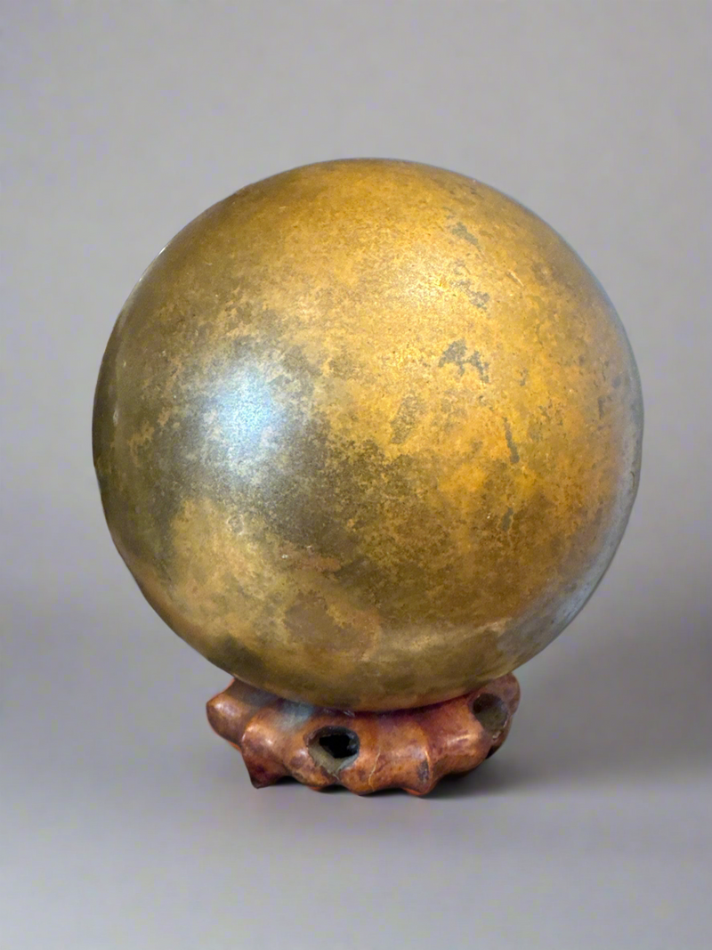 Antique Bronze Cannonball w/Stand