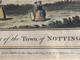 Nottingham - Antique Copperplate Engraving - 1780(s) - Hand Colored Alexander Hogg