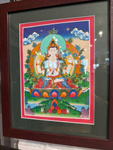 White Tara (Sitatara) - Framed Thangka - Sight 9" x 12"