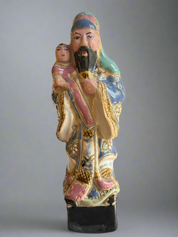 Unique Porcelain Famille Rose Statues - Prosperity, Fortune, Longevity