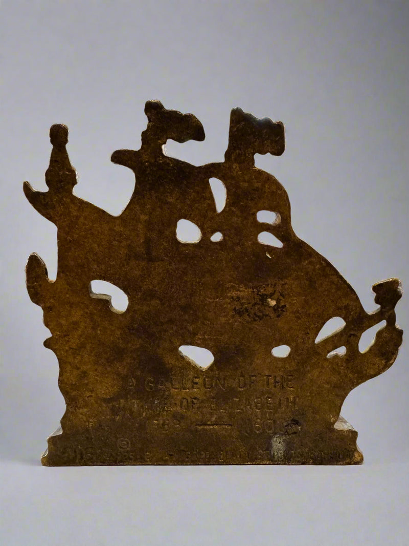 Queen Elizabeth Galleon Bookend - Solid Brass - 1925