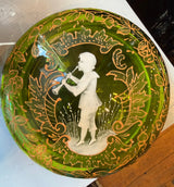 A Boy and His Pipe - Antique Green Bohemian Glass Jewelry Box
