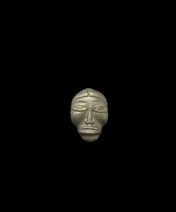 Inuit Black Soapstone Face Amulet - pre 1980s