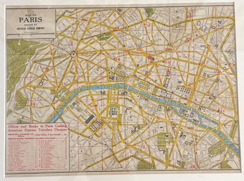 Antique American Express Paris and London Map (1910)