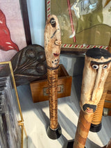 Hand Carved Folk Bone Cane Pommels - c. Late 1800s