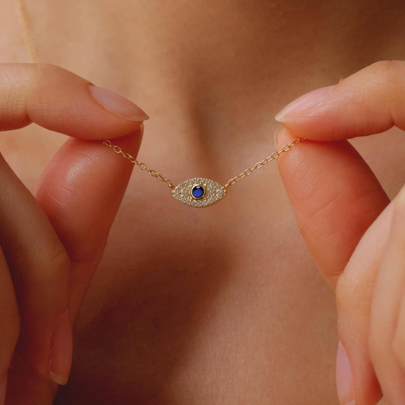Protective Evil Eye Charm Necklace in Silver: 925 SILVER