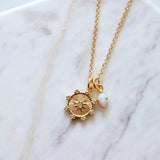 Opal CZ Star Coin Necklace 