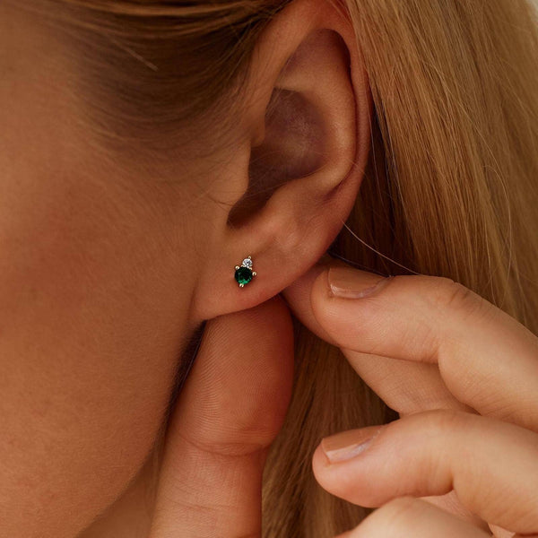 Emerald Dot Studs