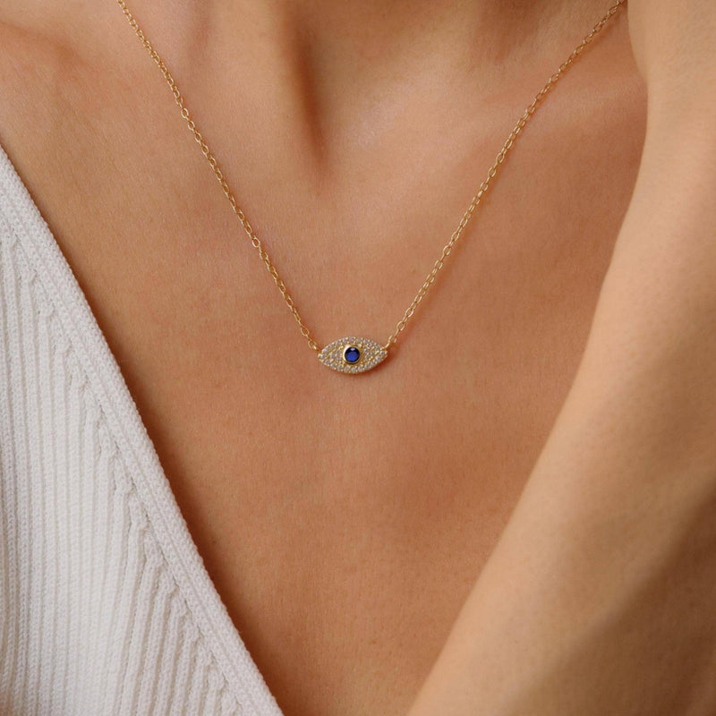 Protective Evil Eye Charm Necklace in Silver: 925 SILVER