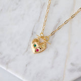 Colorful Zircon Toggle Heart Necklace